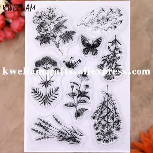 Flowers Leaves Butterfly Scrapbook DIY photo cards rubber stamp clear stamp transparent stamp 20011002