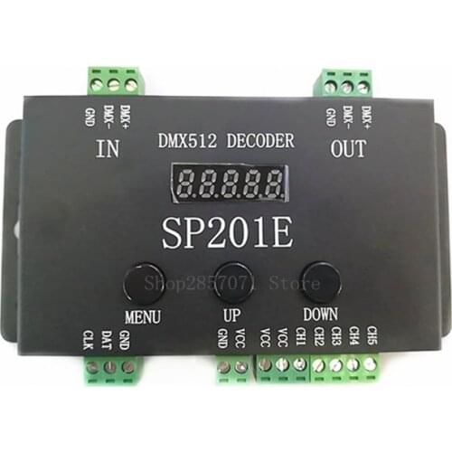 DMX512 Decoder For SPI Signal Addressable RGB Pixel LED 5 Channel PWM Output WS2812B UCS1903 TM1804