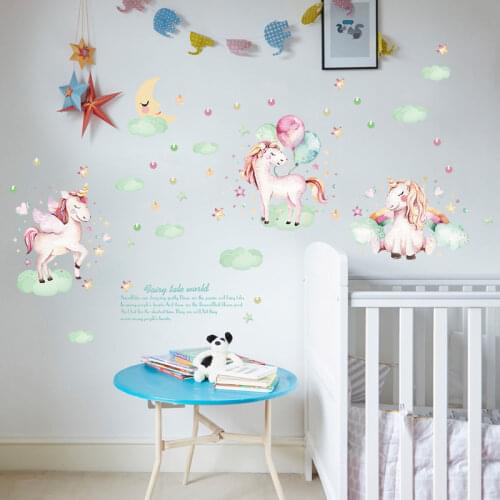Unicorn Bedside Corner Dining Room Wardrobe Kindergarten Decorative Waterproof Removable Wall Stickers