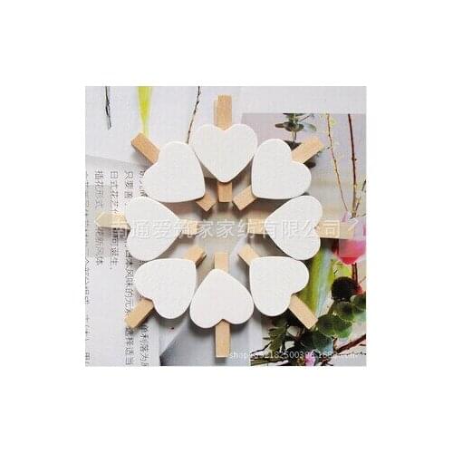 100Pcs Mini Wooden Heart Clips white red blue pink orange colorful Photo paper postcard Clips pegs Wedding Party Decoration 30mm