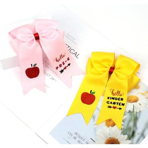 Baby Hair Accessories Ribbons Bow Hair Clips Apple Hairpin for Girls Kids Back to School Barrettes Student סרטים לשיער לתינוקות