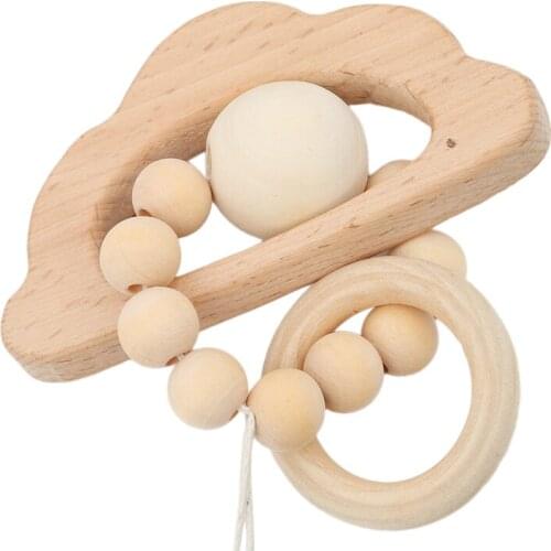 Baby Nursing Cartoon Animal Wooden Teether Chew Beads Teething Wood Rattles Toys Teether Montessori