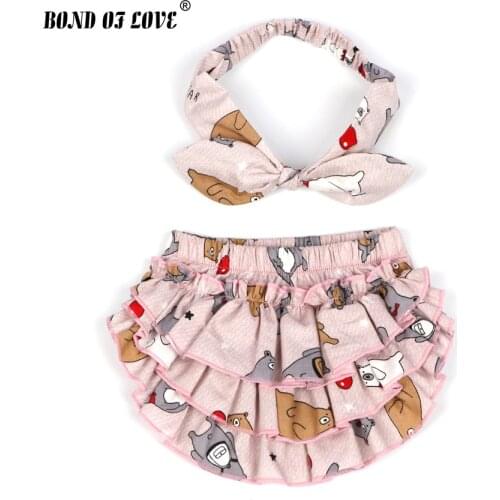 Baby Shorts and Headband Girls Boys PP Pants Nappy Diaper Covers Baby Bloomers Little bear Printed Baby Clothing 0-2 Years
