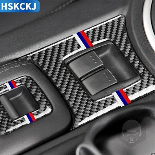 For Mazda MX-5 Miata 2009-2015 MX5 NC Roadster Carbon Fiber Sticker Center Armrest Console Button Frame Interior Car Accessories