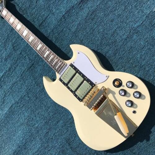 High End Electric Guitar, High Quality Guitar, Gold Metal Cream Electric Guitar