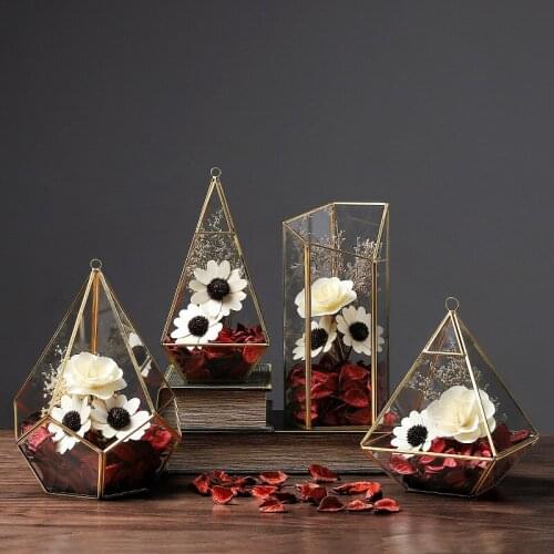 European pastoral geometric glass vase combination simulation flower decoration desktop creative crafts living room bedroom