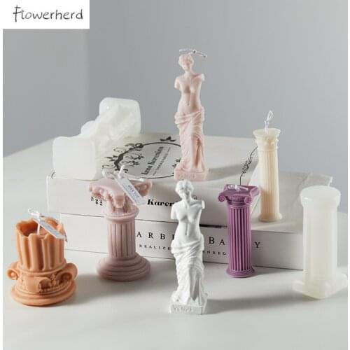 European Roman Column Venus Candle Silicone Mold DIY Resin Mold Aromatherapy Plaster Home Decor Candle Molds for Candle Making