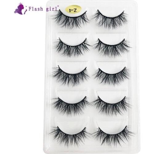 Flash Girl Luxury Z Series Own Private Lable 100% Handmade 5 Pairs 5D Wispy Long Mink Eyelashes with Transparent Tray for Makeup