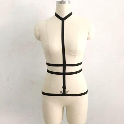 Goth style body cage bra harness cage bra top Mercy By Malice 90s goth hipster sexy lingerie garter belt O0167