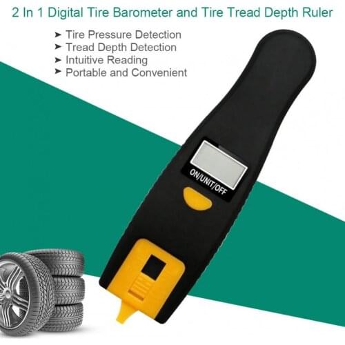 2 In 1 Tire Pressure Gauge High Precision Digital Barometer Automobile Tire Tread Depth Gauge Backlight Tire Pressure