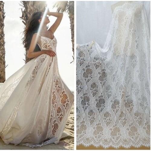 3M/Lot Black White Width 150CM Eyelash Lace Fabric DIY Wedding Dress Clothing Home Furnishing Decorations Accessories