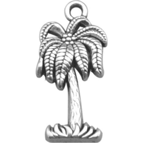 Ancient Silver Coconut Tree Pendant Vintage Necklace Charms Jewelry Accessories For DIY Handmade Keychains,Bracelets Making