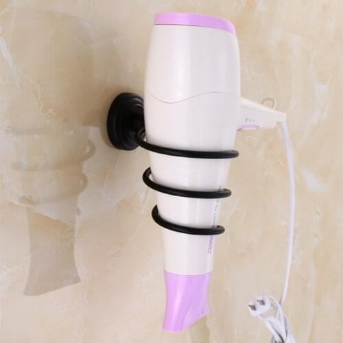 Copper Bathroom Shelf Hair Dryer Holder Wall Mounted Hair Dryer Rack Home Hotel Hair dryer Holder Bathroom Hardware Black Baking