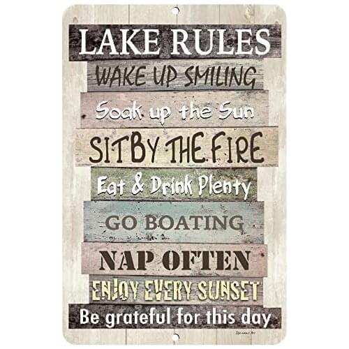 Lake Rules Metal Sign Lake Sign 18x12 Sign Indoor/Outdoor Home Decor Aluminum Sign