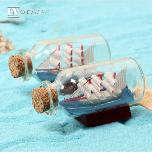 Mediterranean style micro garden decoration desktop glass Wishing bottles 3D Sailboat ornaments Toys DIY accessories scupture