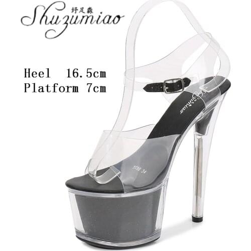 Model Sexy Bling Crystal Show Transparent Super High Heel Sandals Women 17 CM Pole Dance Wedding Platform Stripper Clear Shoes
