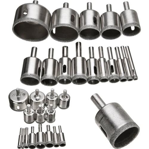 15pcs Diamond Coated Drill Bit Set Tile Marble Glass Ceramic Hole Saw Drilling Bits For Power Tools 6mm-50mm