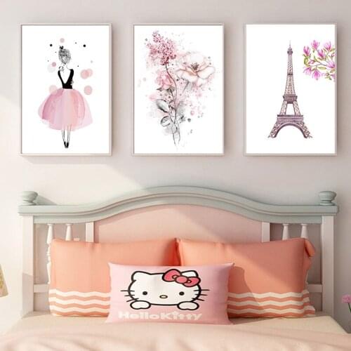 Nordic Babykamer Poster Cute Baby Girl and Flower Room Decor Cuadros Decoracion Salon Girls Canvas Art Painting Posters And Prin