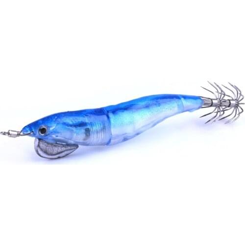 New 1pcs Night Fishing Wood Shrimp Lure 12.8cm 18.4g Luminous Squid Jig Hook Flash Light Bait Fishing Wobblers