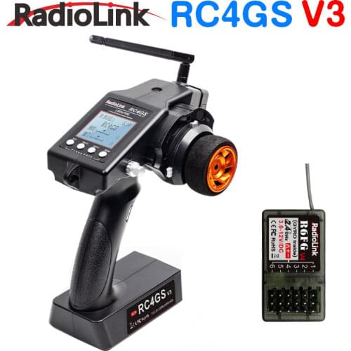 RadioLink RC4GS V2 2.4G 4CH 400M Distance Remote Controller Transmitter + R6Fg Gyro Inside Receiver for RC Car Boat