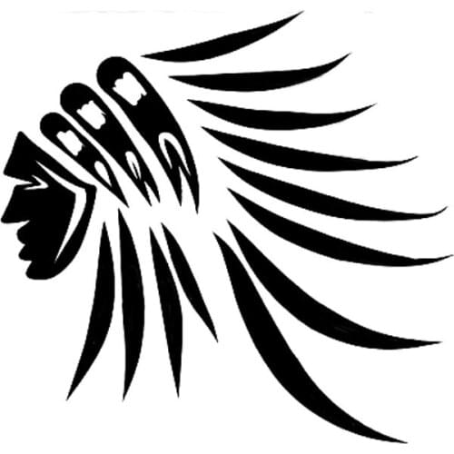 12*11.5CM Fashion Indian Head FEATHER Vinyl Car-styling Black/Silver Car Sticker S8-1543