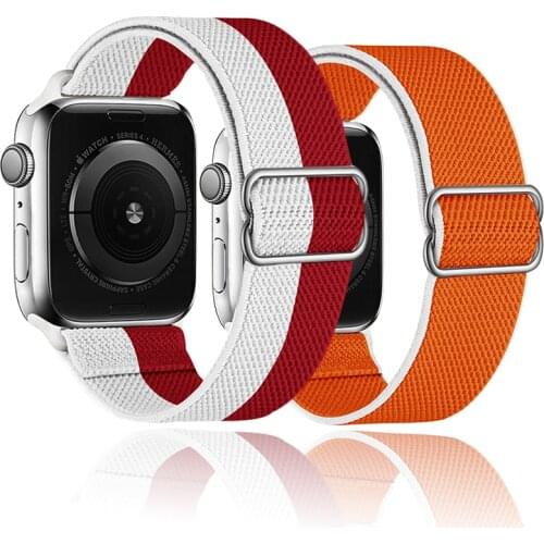 Scrunchie Strap for Apple watch band 44mm 40mm 38mm 42mm Adjustable Elastic Nylon solo Loop bracelet iWatch series 6 3 4 5 se