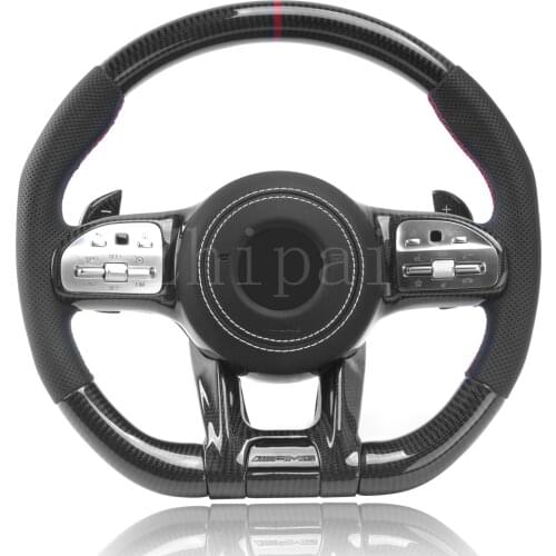 Custom Carbon Fiber + Perforated Leather Steering Wheel For Mercedes Benz AMG GT C G S A CLA GLE E GLB GLC Series