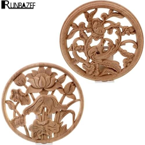 RUNBAZEF Chian Arrival Vintage Wood Carved Corner Onlay Applique Unpainted Furniture Cabinet Decorative Wooden Miniature