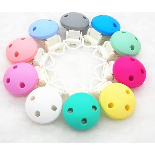 Chenkai 50pcs Silicone Round Clips DIY Baby Teether Pacifier Dummy Montessori Sensory Jewelry Holder Chain Toy Clips BPA Free