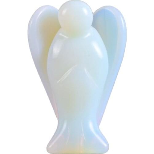 Opalite Angel Figurines Miniatures Glass 2 Inch Angel Craft Dream Catcher Statue Chakra Healing vintage Home Decor Feng Shui