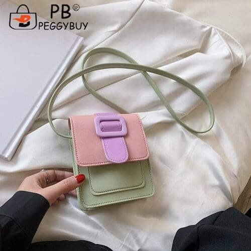 Casual Handbag Crossbody Bags Fashion Contrast Color PU Leather Crossbody Bag Women Mini Shoulder Bag for Women Girl