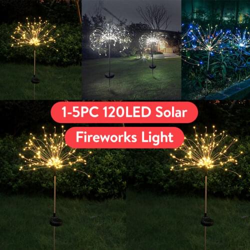120LED Solar Firework Ground Lawn Light for Garden Courtyard Landscape Decorative Lighting Lamp Outdoor Waterproof Grass Lamp