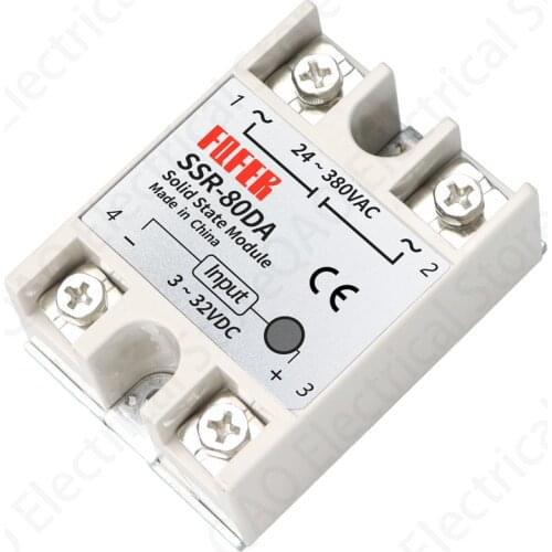 Solid State Relay SSR-80DA 80A 3-32VDC/24-380VAC