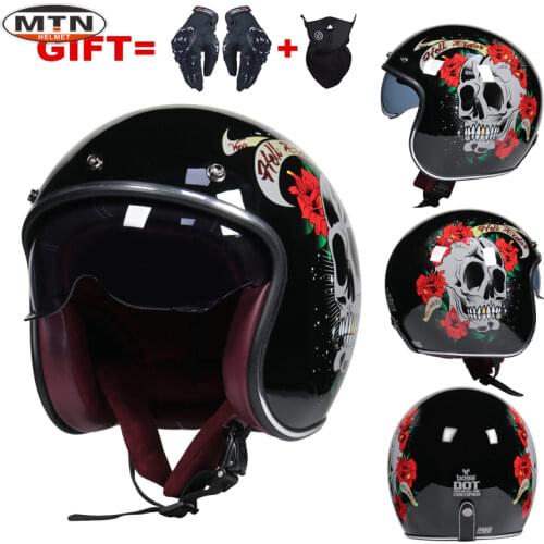 Vintage Helmet Motorcycle Open Face Cafe Racer Cascos Para Moto Retro Scooter Jet Pilot Motorbike Chopper Vespa Capacete De Moto