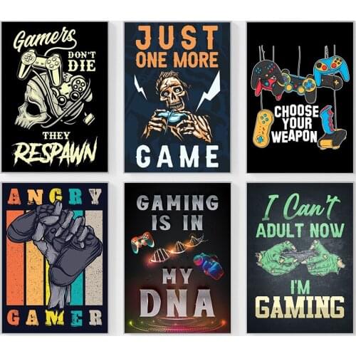 Gaming Print Retro Wall Art Canvas Painting Gamer Gift Video Game Vintage Poster Gamepad Controller Picture Boys Kids Room Decor