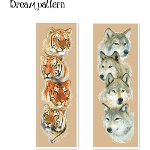Wolf pack cross stitch package animal tigers 18ct 14ct 11ct flaxen linen cotton thread embroidery DIY handmade needlework