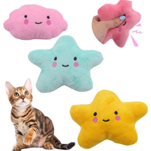 Top Quality 1pc Pet Dog Cat Funny Plush Dog Toys Squeak Chew Sound Toy Fit For All Pets Star / Cloud shape Plush Toys