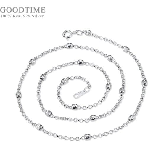 Fashion Sterling Silver Chain Jewelry Genuine Pure 925 Silver Chains Necklaces For Women Gypsophila Cylindrical Link Chain