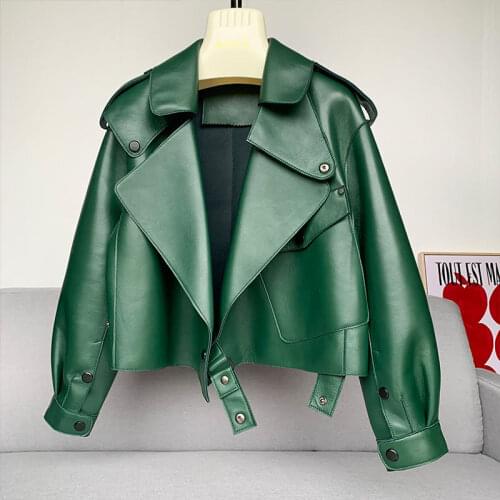 Genuine Leather Jacket women real sheepshin leather coat 2021 spring new fashion real leather jacket