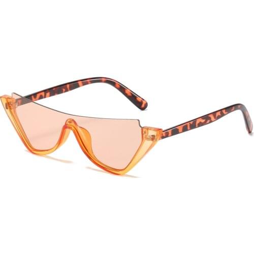 Veshion Half Frame Sunglasses Women Uv400 Semi-rimless Blue Orange Pink 2021 Vintage Cat Eye Glasses Female Spring Fashion