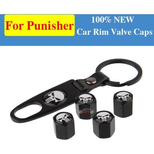 1Set Leather+Key Ring Car Wheel Rim Tire Valves Caps Covers Punisher for kuga fusion fiesta transit ranger Car Accessory