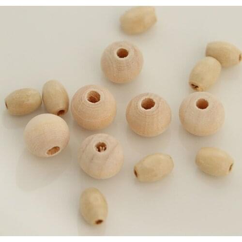 10 PCS Wooden Beads Round Oval Beads Connector Charms DIY Handmade Accessories For Jewelry Making
