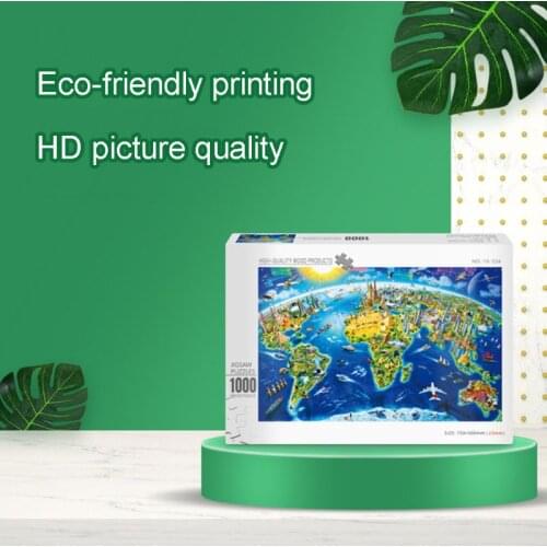 1000 Pcs/Pack Beautiful World Landmarks Map Puzzle Wood Jigsaw Assemble Puzzles Toy Games for Adult