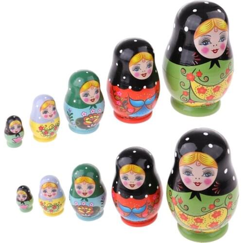2x Russian Doll Babushka Wooden Table Decoration Bedside Showcase