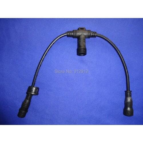3 core T type waterproof splitter(the middle is 4core female );BLACK color;the male connects diameter;15mm