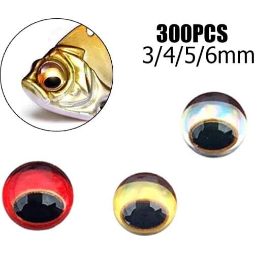 300pcs 3/4/5/6mm Fishing Lure Eyes Snake Pupil Red 3D Holographic Fishing Lure Eyes Fly Tying Accessories