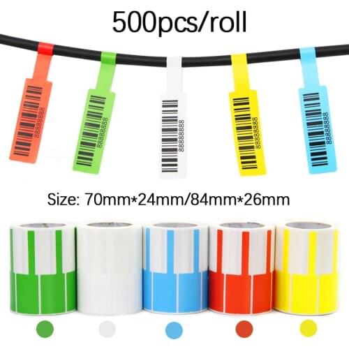500pcs/roll Thermal Cable Label Stickers Waterproof Network Ethernet Cable Marker Organization Label Tag Stickers 70*24/84*26mm