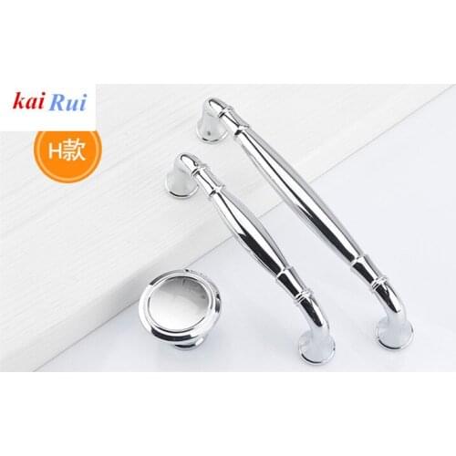96mm 128mm modern simple solid shiny silver kitchen cabinet wardrobe door handles bright chrome dresser drawer knobs pulls 10PCS