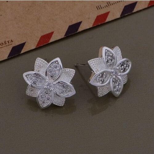 AE685 Hot sterling earrings , fashion jewelry , delicate flower /cunallua bepajvwa silver color