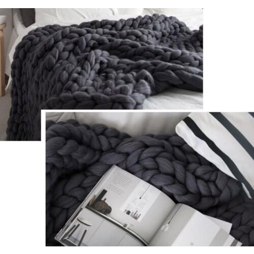 Acrylic Knitted Blanket Weaving Blanket Mat Throw Chair Warm Throw Blankets Chunky Knit Blanket Carpets Home Textile Room Decor